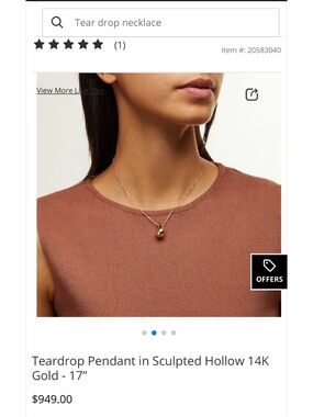 Teardrop Pendant Necklace in 14K Gold - Elegant Women's Jewelry
